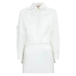 Kjoler & Nederdele<Elisabetta Franchi Blomstret Kjole med Plisserede Detaljer Hvid