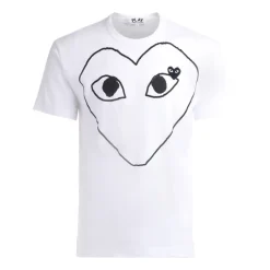 T-Shirts<Comme des Garçons Play Bomuld Hjerte Front T-Shirt Hvid