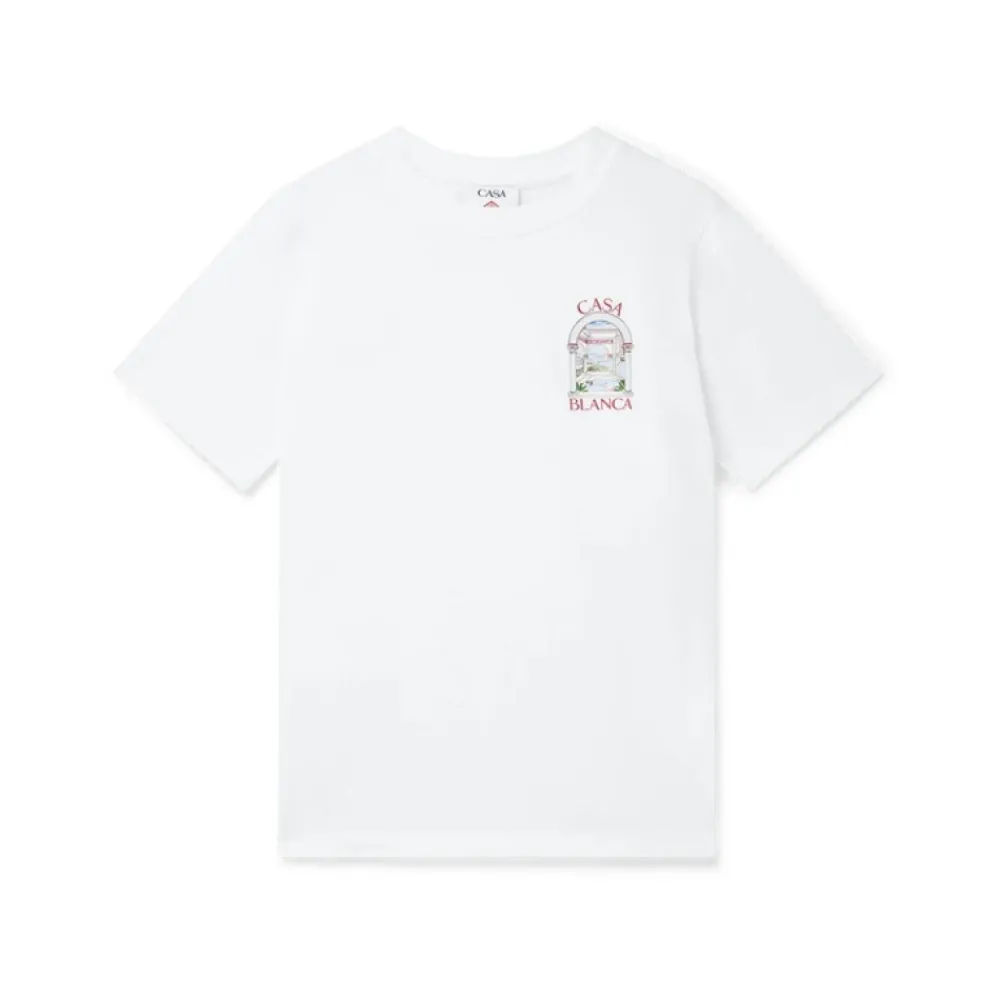 T-Shirts^Casablanca Bomuld Kortærmet T-shirt Hvid