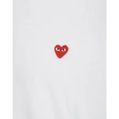 T-Shirts^Comme des Garçons Play Bomulds T-Shirt med Mini Hjerte Hvid