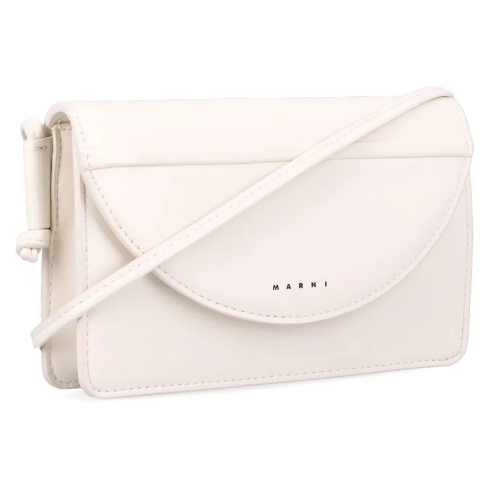 Tasker^Marni Crossbody Taske Halvmåne Design Hvid