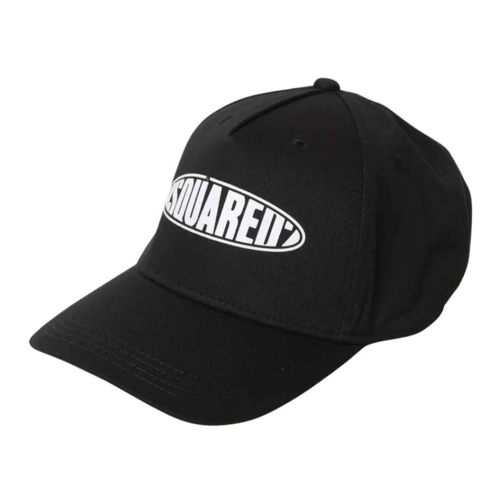 Huer & Kasketter<Dsquared2 Hvid Logo Kasket til Børn Sort