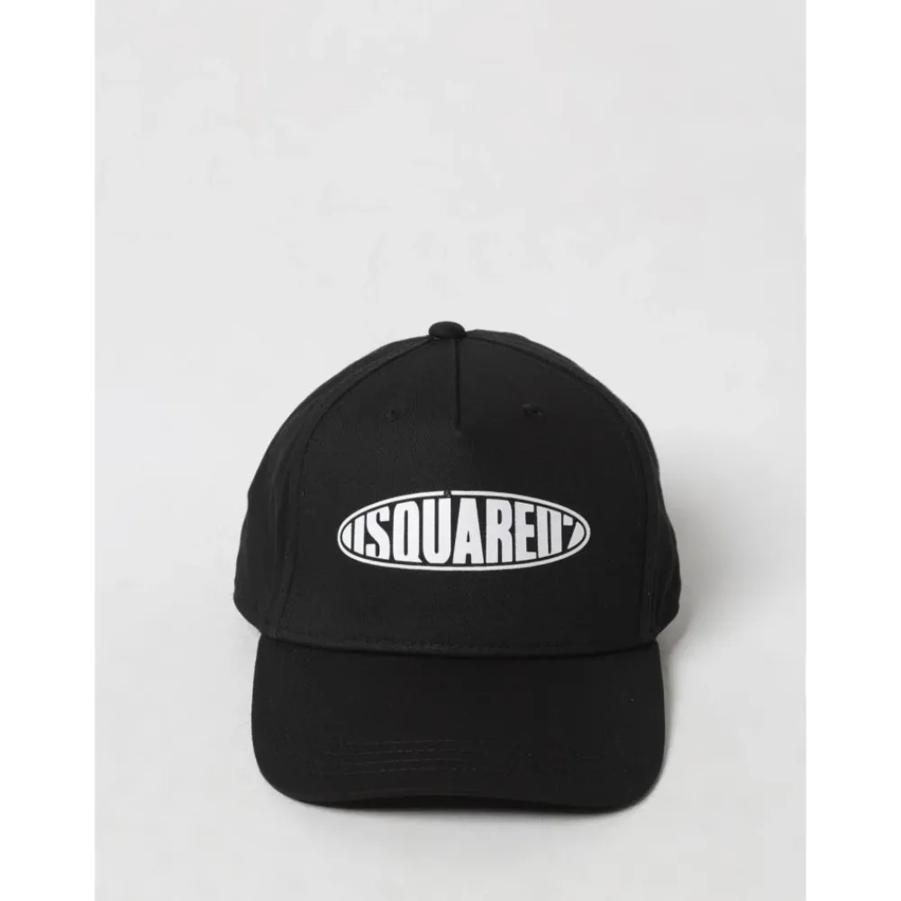 Huer & Kasketter<Dsquared2 Hvid Logo Kasket til Børn Sort
