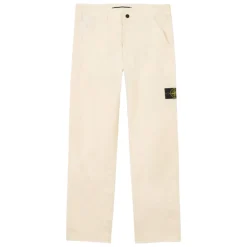 Bukser<Stone Island e bukser med trykknapper Hvid
