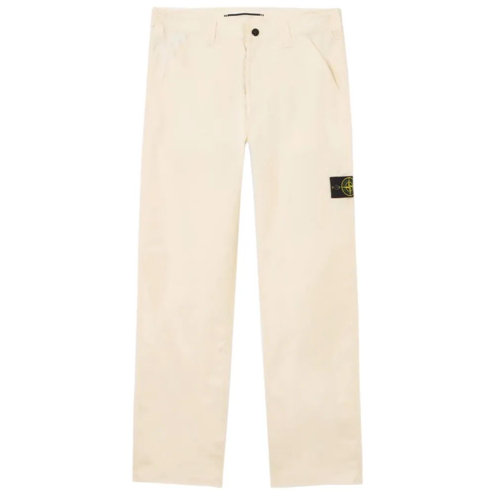 Bukser<Stone Island e bukser med trykknapper Hvid
