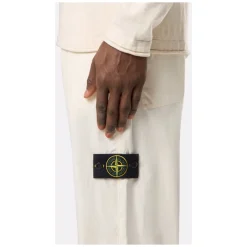 Bukser<Stone Island e bukser med trykknapper Hvid