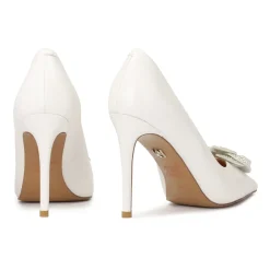 Pumps|Stiletter<Kazar e læderpumps med glitrende blomst Hvid