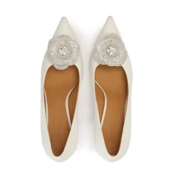 Pumps|Stiletter<Kazar e læderpumps med glitrende blomst Hvid