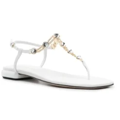 Sandaler^Miu Miu e lædersandaler med strass Hvid