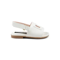 Sandaler<Dolce & Gabbana e lædersandaler med udskåret DG-logo Hvid