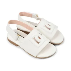 Sandaler<Dolce & Gabbana e lædersandaler med udskåret DG-logo Hvid