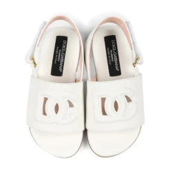 Sandaler<Dolce & Gabbana e lædersandaler med udskåret DG-logo Hvid