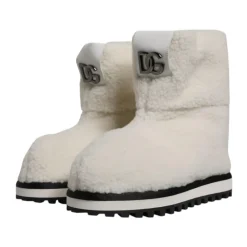 Vinterstøvler<Dolce & Gabbana e Shearling Mid Calf Støvler Hvid