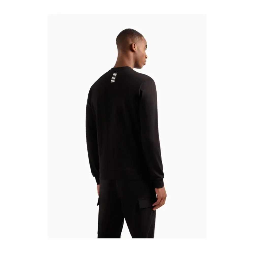 Sweatshirts<Emporio Armani EA7 Identitet Crewneck Sweatshirt Sort