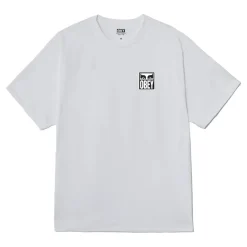 T-Shirts<Obey Ikonisk Eyes Tee med Bagtryk Hvid
