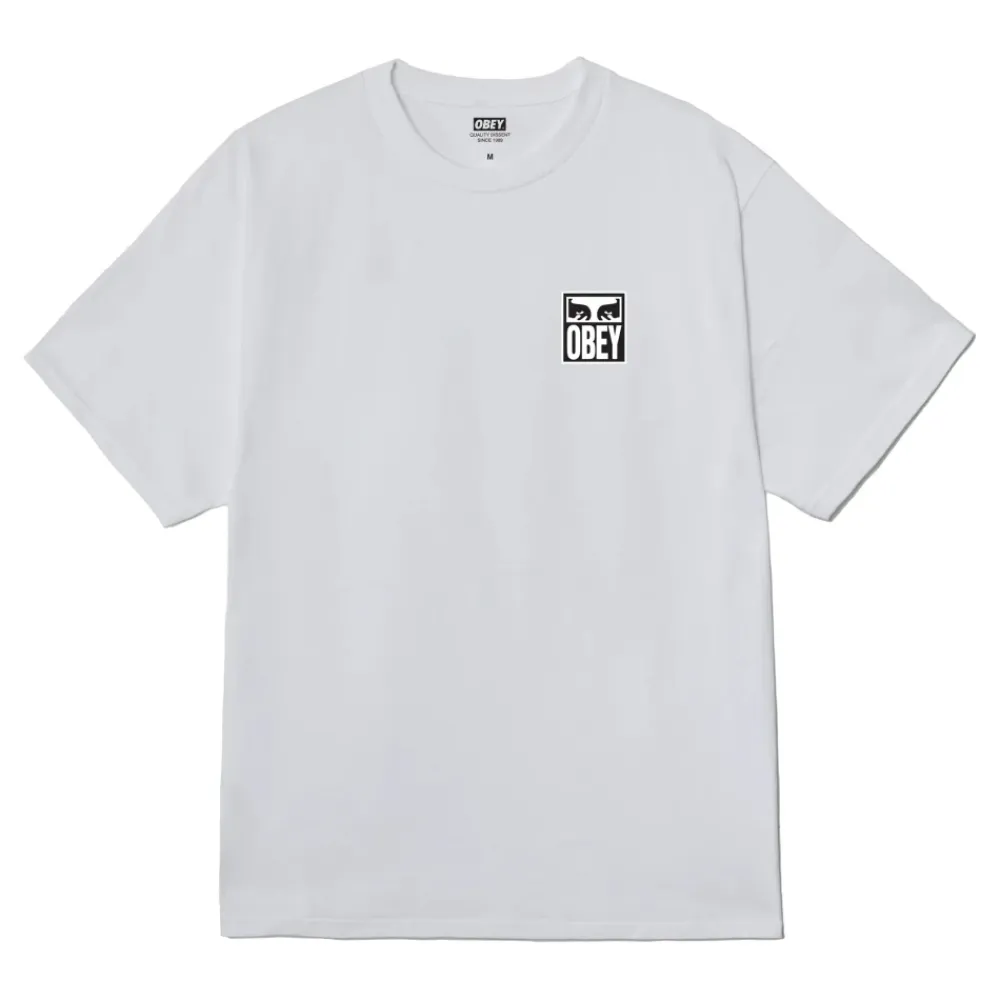 T-Shirts<Obey Ikonisk Eyes Tee med Bagtryk Hvid