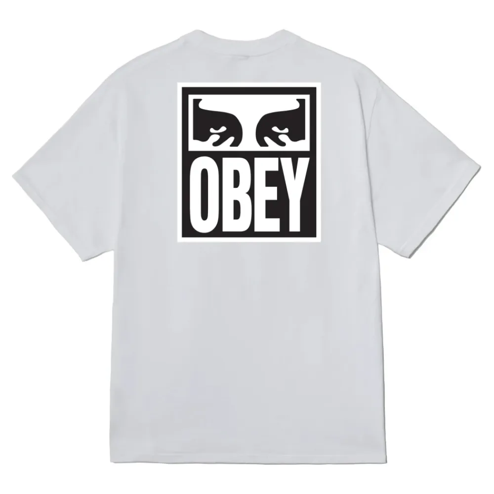 T-Shirts<Obey Ikonisk Eyes Tee med Bagtryk Hvid