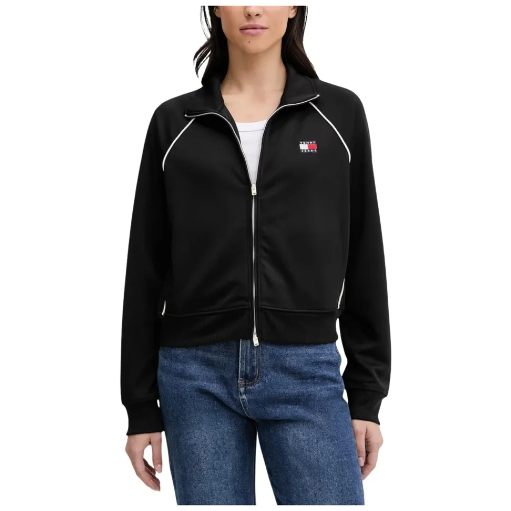 Træningsjakker^Tommy Jeans Interlock Knit Track Jacket Sort