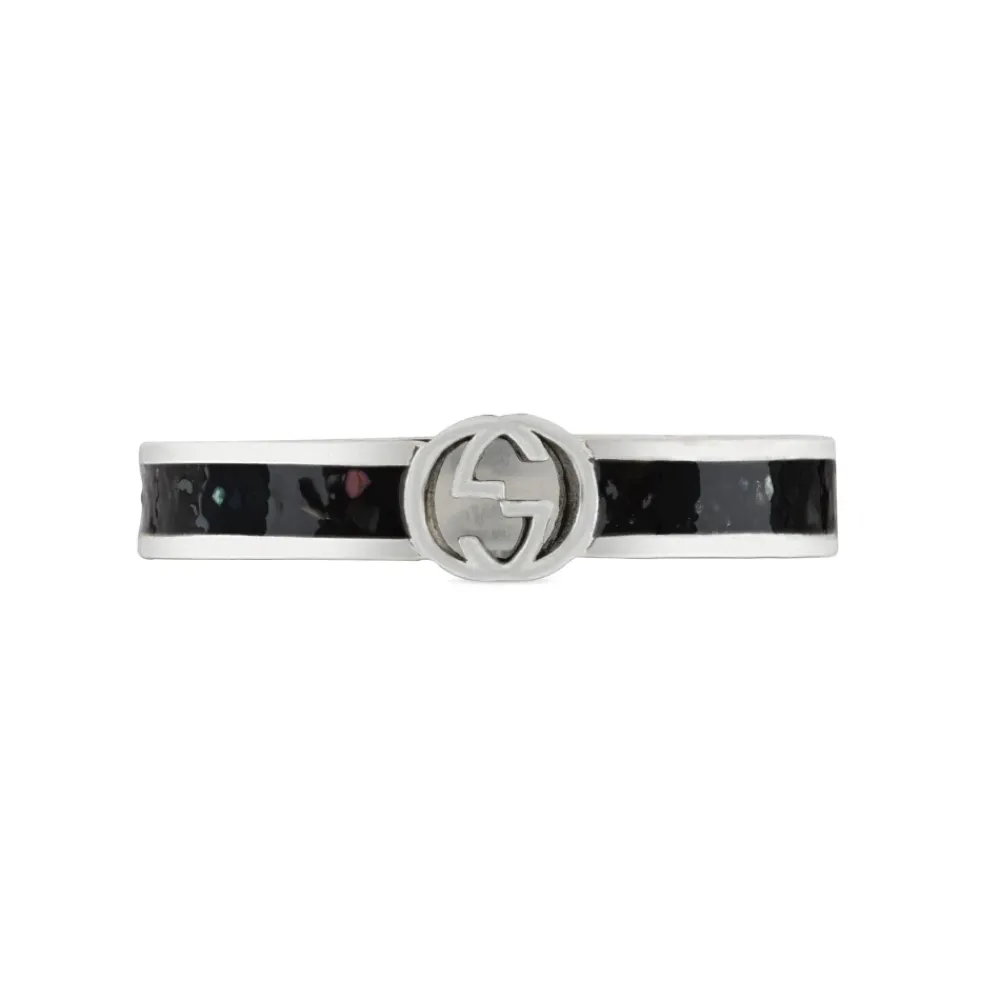 Smykker^Gucci Interlocking G Ring Sterling Sølv Ikonisk Logo Grå