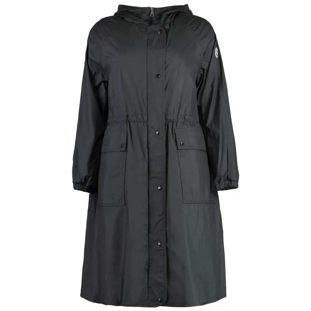 Overtøj<Moncler Ioudith Hooded Techno Fabric Regnfrakke Sort