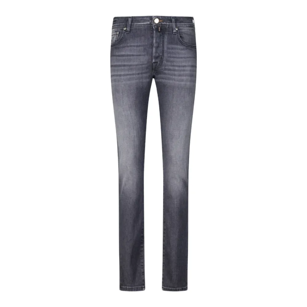 Jeans<Jacob Cohën Italienske Slim-Fit Jeans med Klassiske Detaljer Grå