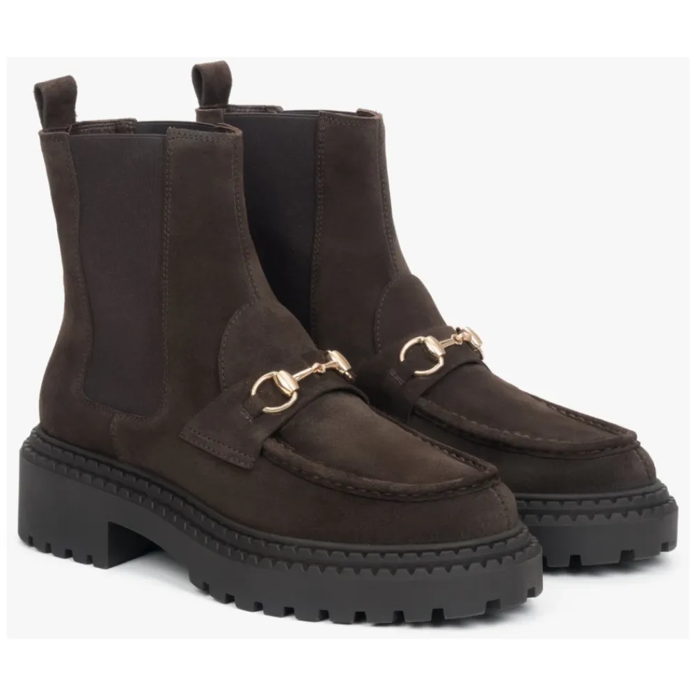 Chelsea Boots^Estro Italienske Velour Chelsea Boots Brun