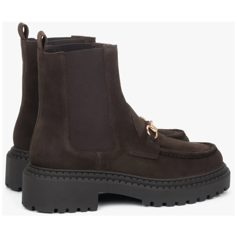 Chelsea Boots^Estro Italienske Velour Chelsea Boots Brun