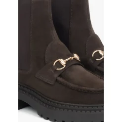 Chelsea Boots^Estro Italienske Velour Chelsea Boots Brun