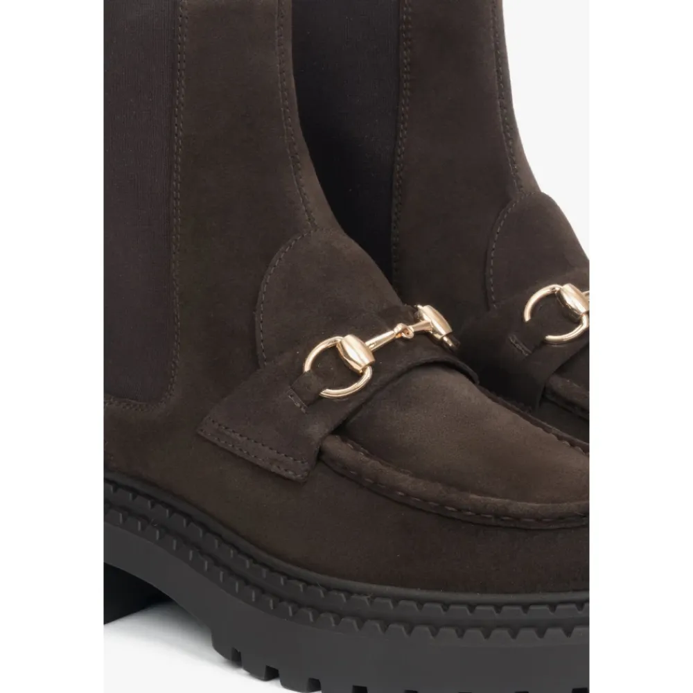 Chelsea Boots^Estro Italienske Velour Chelsea Boots Brun