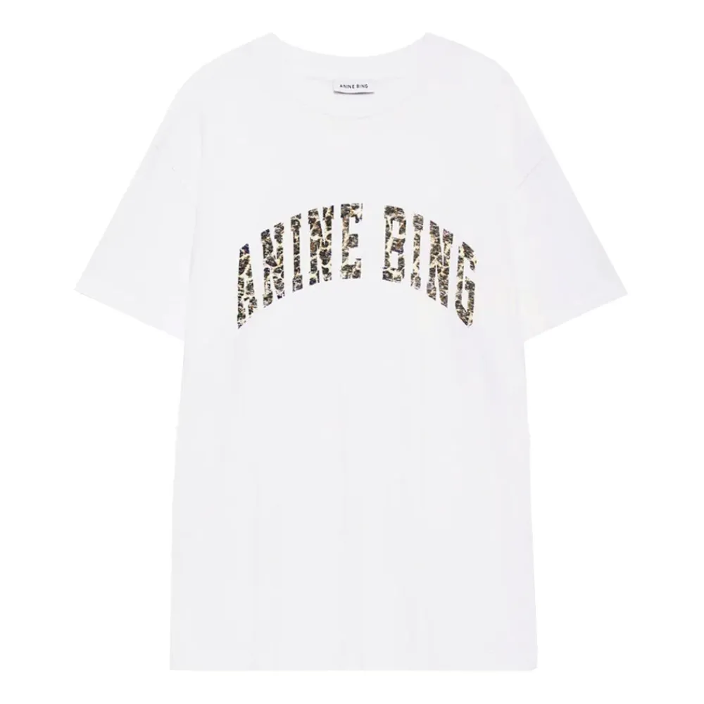T-Shirts^Anine Bing Ivory Logo Print Tee Walker Top Hvid