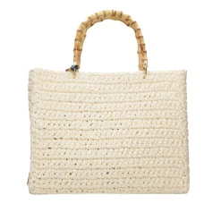 Indkøbstasker^Chica Ivory Raffia Bambus Shopping Taske Beige