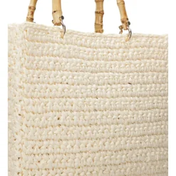 Indkøbstasker^Chica Ivory Raffia Bambus Shopping Taske Beige