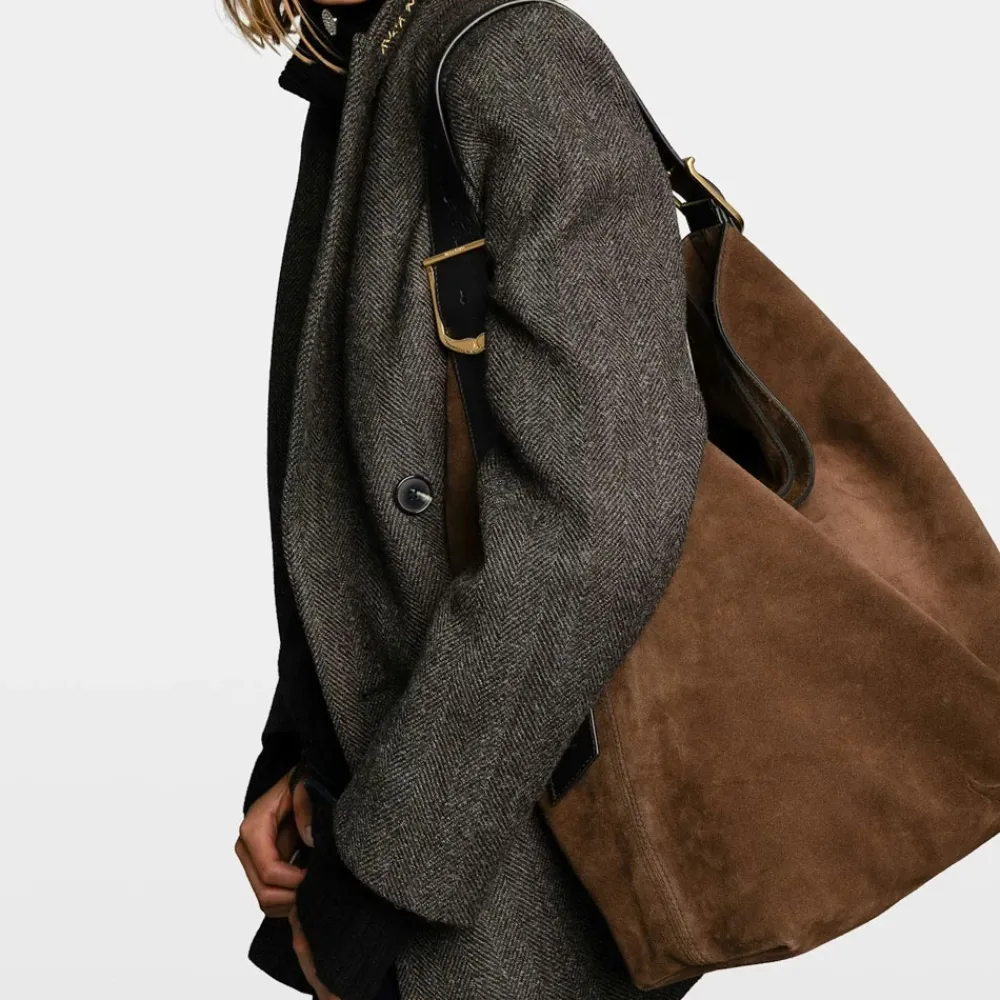 Skuldertasker<Zadig & Voltaire Jane Hobo XL Ruskindstaske Brun