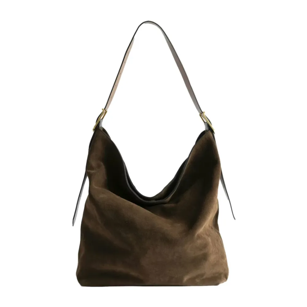 Skuldertasker<Zadig & Voltaire Jane Hobo XL Ruskindstaske Brun