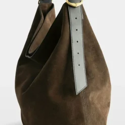 Skuldertasker<Zadig & Voltaire Jane Hobo XL Ruskindstaske Brun