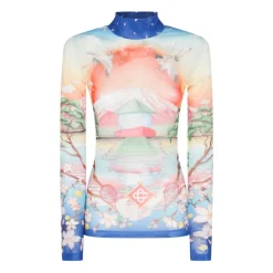T-Shirts & Toppe|Træningstrøjer^Casablanca Japanese Landscape Tennis Print Mock Neck Top Multifarvet