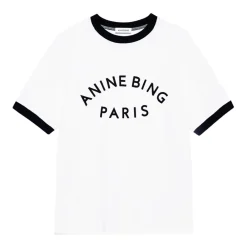 T-Shirts^Anine Bing Jaylin Ivory T-shirt med frontprint Hvid