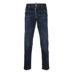 Jeans<Dsquared2 Jeans med bleget effekt og frontknap Blå
