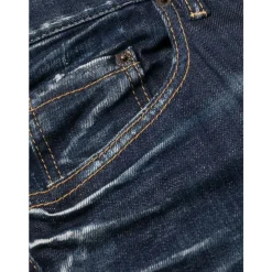 Jeans<Dsquared2 Jeans med bleget effekt og frontknap Blå