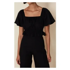 Bluser & Skjorter<Faithfull the brand Joseva Cotton-Poplin Top Sort