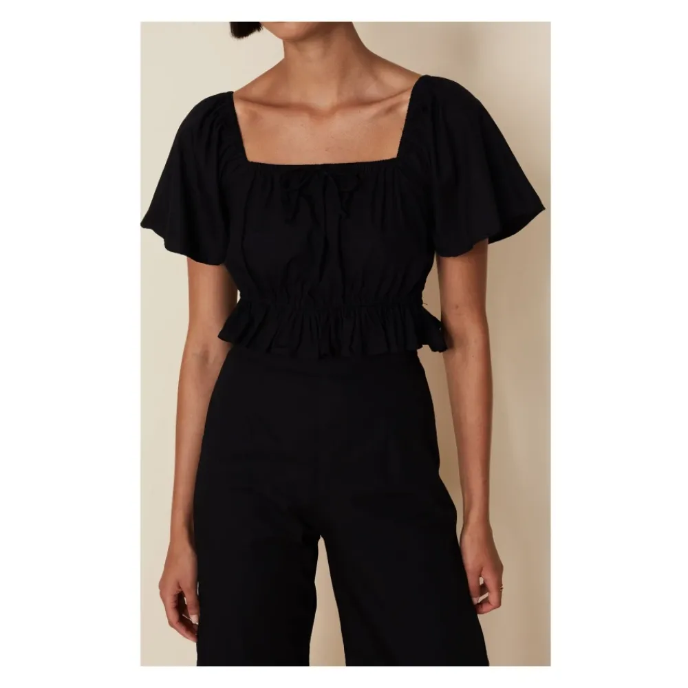 Bluser & Skjorter<Faithfull the brand Joseva Cotton-Poplin Top Sort