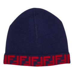 Huer & Kasketter<Fendi Junior Reversibel Strikket Hue Blå