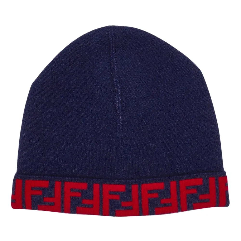 Huer & Kasketter<Fendi Junior Reversibel Strikket Hue Blå