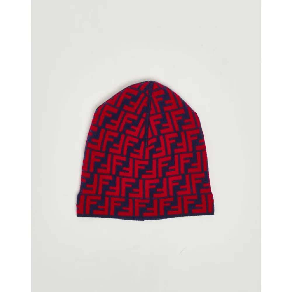 Huer & Kasketter<Fendi Junior Reversibel Strikket Hue Blå