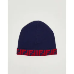 Huer & Kasketter<Fendi Junior Reversibel Strikket Hue Blå