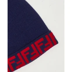 Huer & Kasketter<Fendi Junior Reversibel Strikket Hue Blå