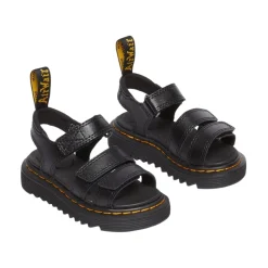 Sandaler<Dr. Martens Justerbare lædersandaler med velcrobånd Sort