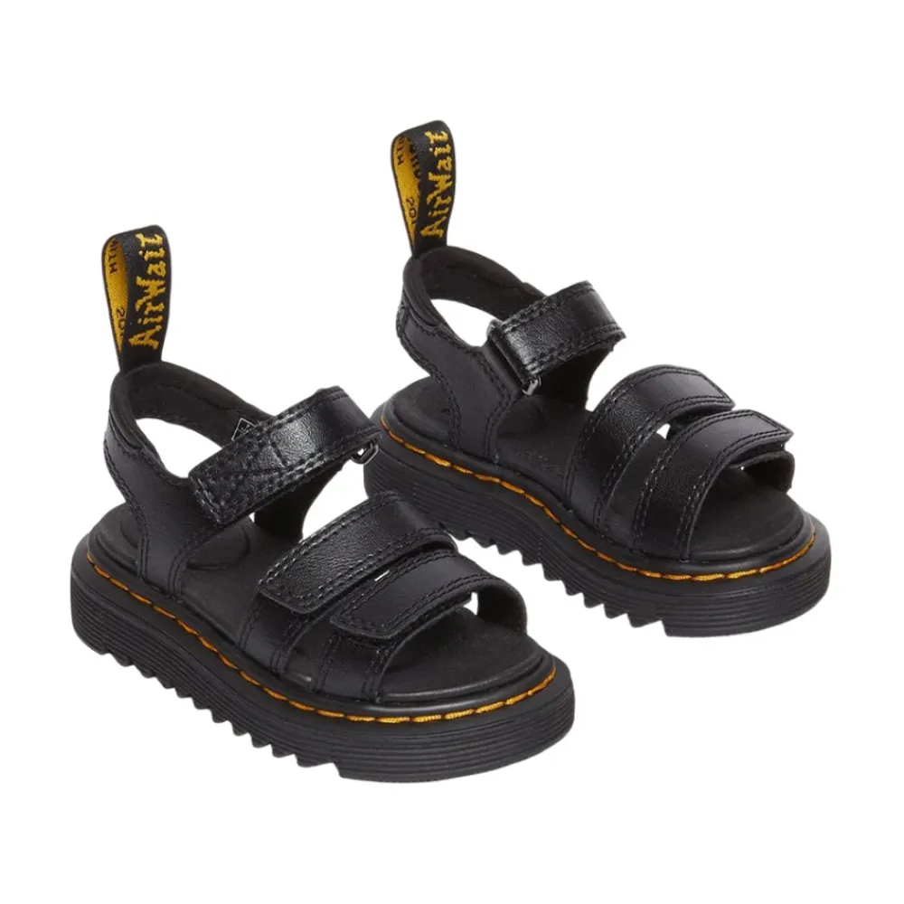 Sandaler<Dr. Martens Justerbare lædersandaler med velcrobånd Sort