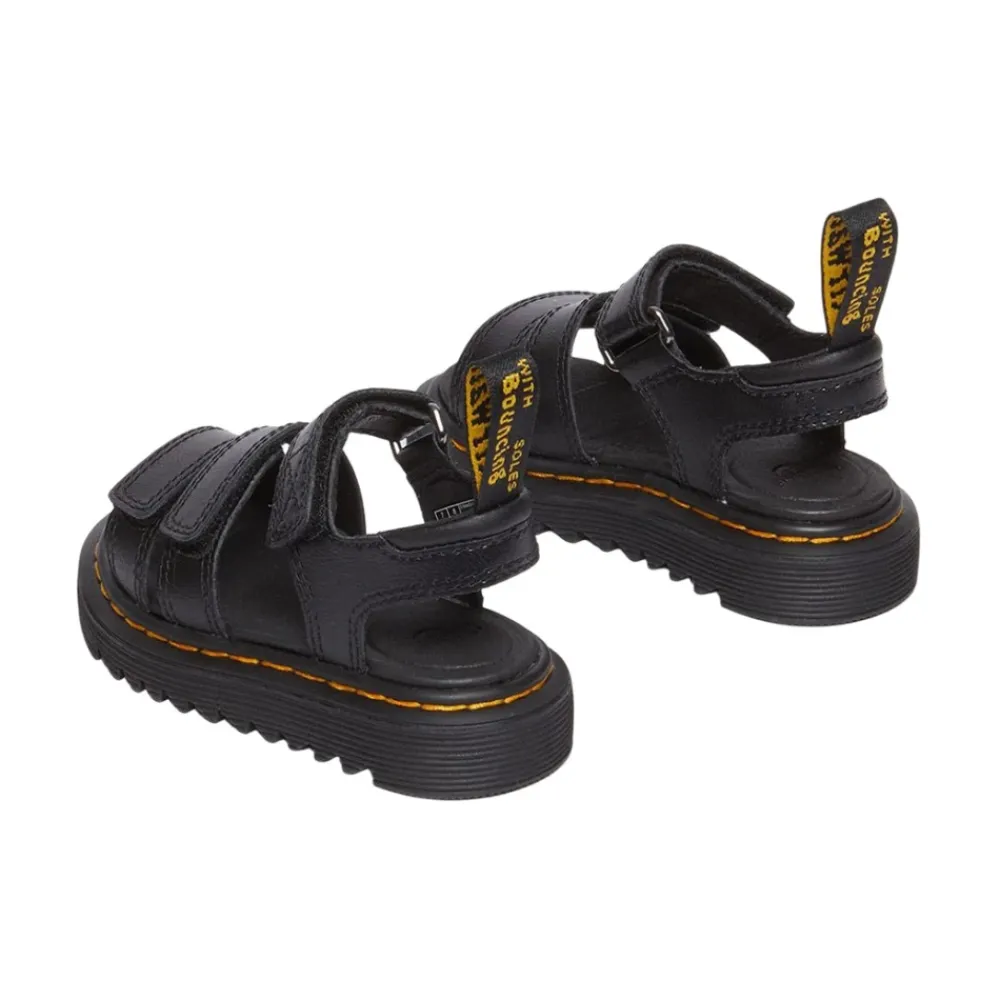 Sandaler<Dr. Martens Justerbare lædersandaler med velcrobånd Sort