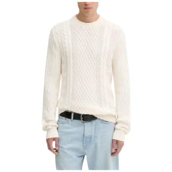 Strik^Tommy Jeans Kabelstrik Rund Hals Sweater Beige
